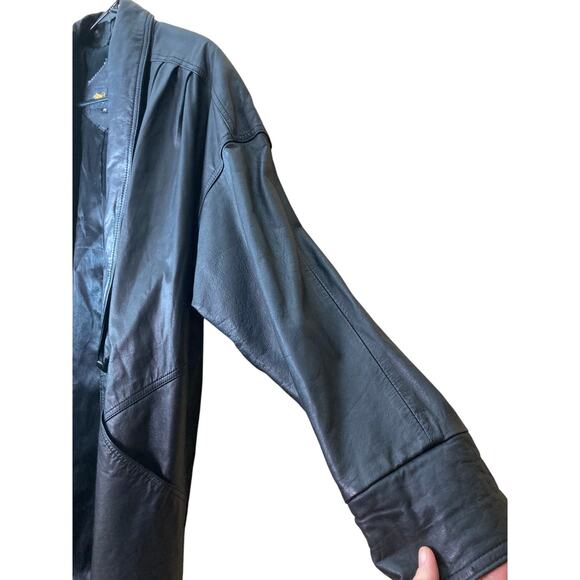 Vintage 80's Real 100%‎ Leather Midi Coal Size M Black - Picture 3 of 10